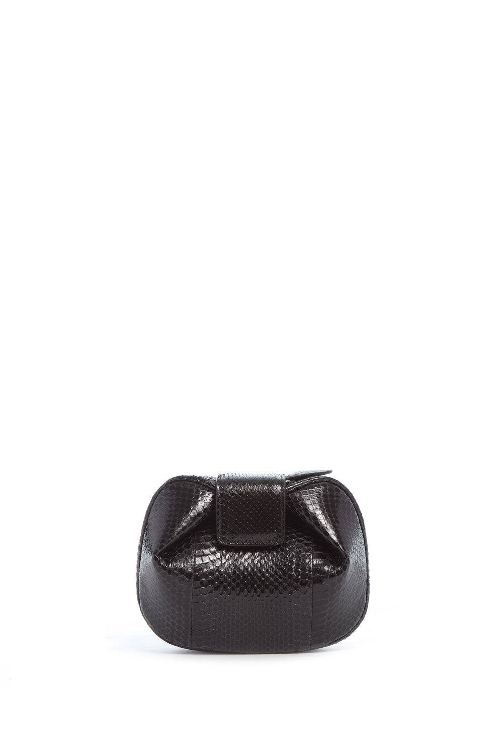 Soft Demi Clutch in Black Snakeskin