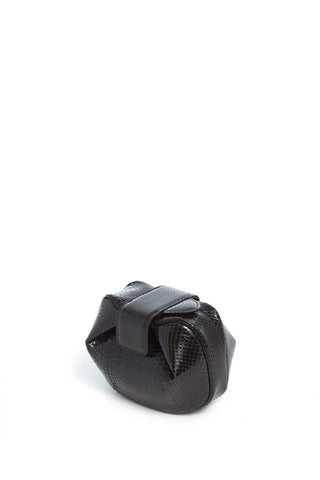 Black Snakeskin Soft Demi Clutch - Overhead Angle, Supple Round Pouch Form | Gabriela Hearst