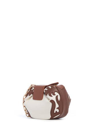 Soft Demi Western Clutch with Chain in Ivory Multi Nappa Leather
