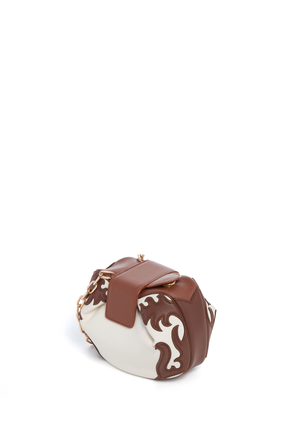 Soft Demi Western Clutch with Chain in Ivory Multi Nappa Leather