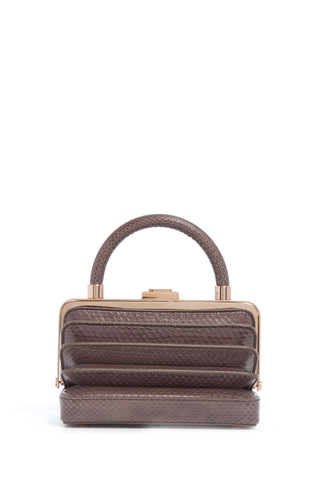 Charcoal Snakeskin Diana Bag - Front View | Gabriela Hearst