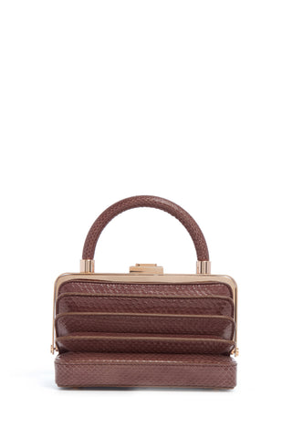Chocolate Snakeskin Diana Bag - Structured Front View | Gabriela Hearst