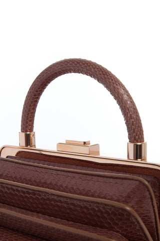 Chocolate Snakeskin Diana Bag - Rose Gold Hardware Detail | Gabriela Hearst