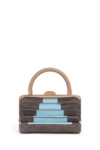 Grey Light Blue Diana Bag Suede Luxury Handbag - Front View | Gabriela Hearst