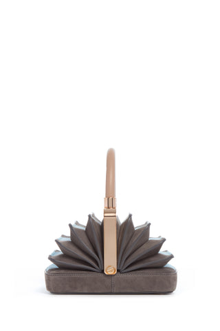 Grey Light Blue Diana Bag Suede Structured Design - Extended View | Gabriela Hearst