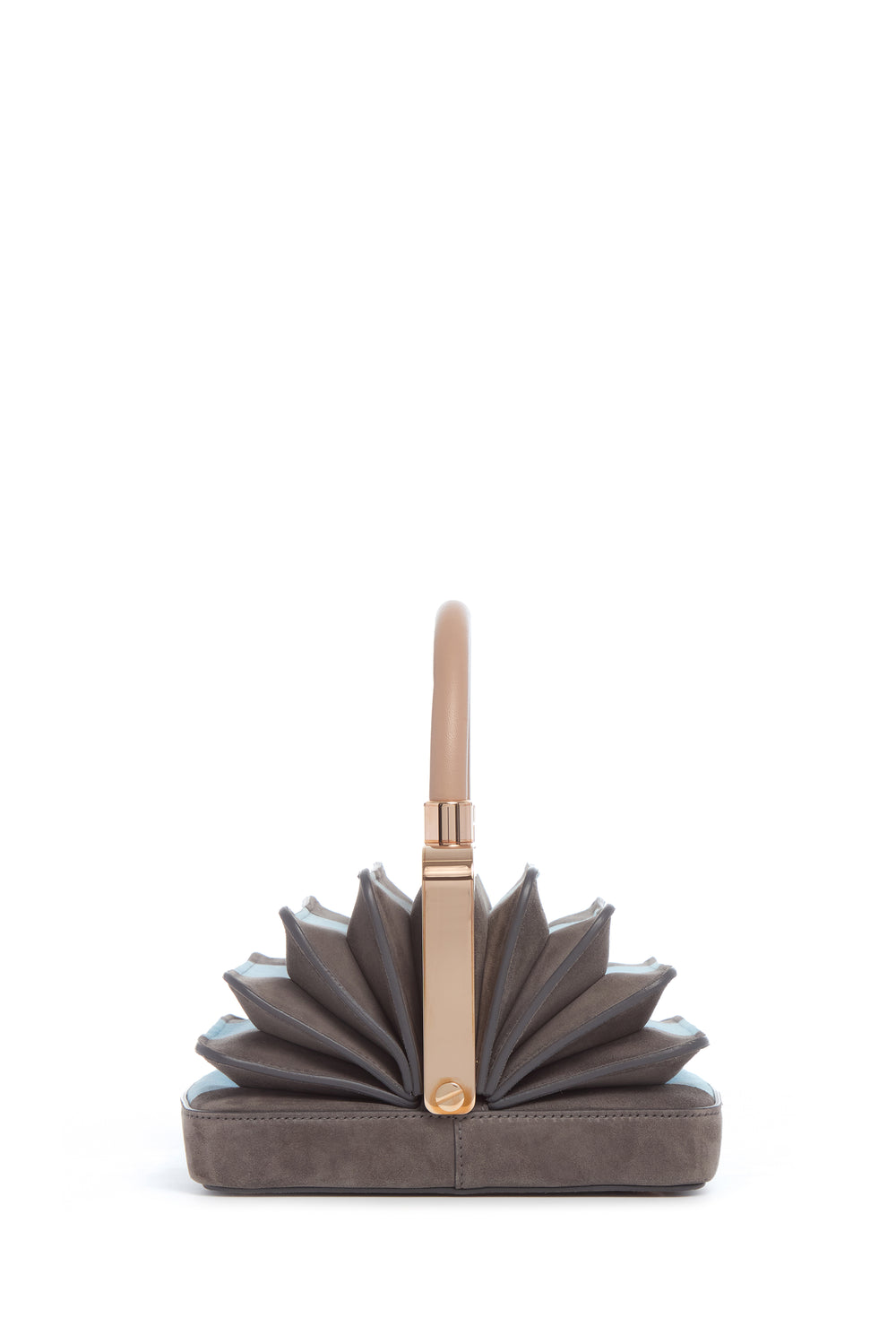 グレー＆ライトブルーのスエードとヌードナッパレザーのハンドルが付いたダイアナバッグ