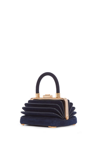 Navy Suede Mini Diana Bag - Side Profile View | Gabriela Hearst