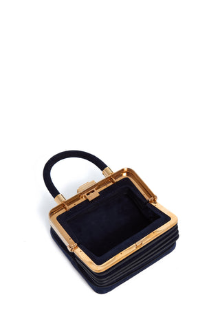 Navy Suede Mini Diana Bag - Open Interior View | Gabriela Hearst