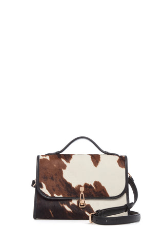 Ivory Cognac Pony Hair Leonora Flap Bag - Front View | Gabriela Hearst