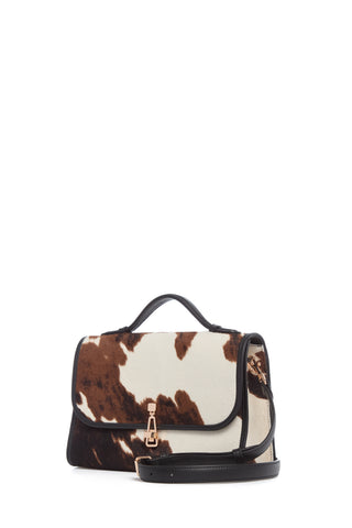 Ivory Cognac Pony Hair Leonora Flap Bag - Side Profile | Gabriela Hearst