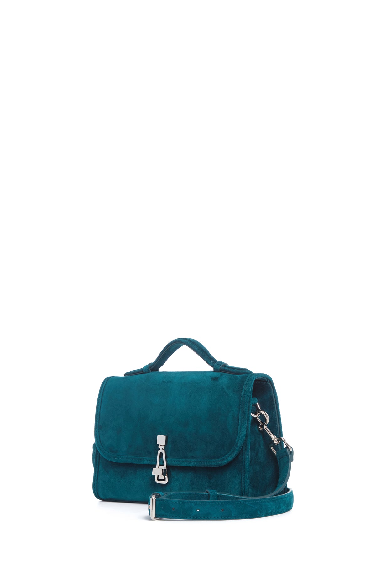 Small Leonora Flap Bag in Bottle Green Suede