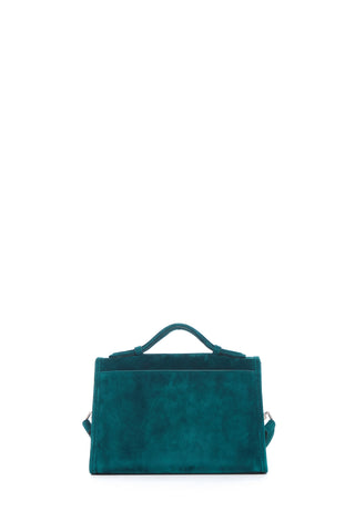 Bottle Green Suede Leonora Flap Bag - Back View | Gabriela Hearst