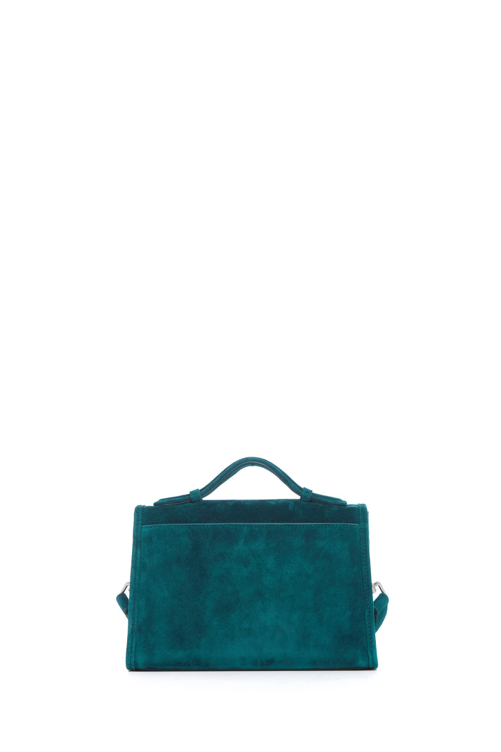 Small Leonora Flap Bag in Bottle Green Suede