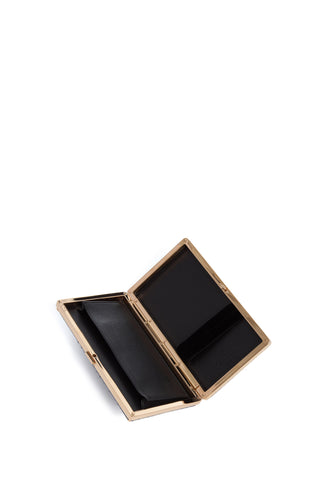 Navy Snakeskin Callas Clutch - Interior Open Detail, Black Nappa Leather Lining | Gabriela Hearst