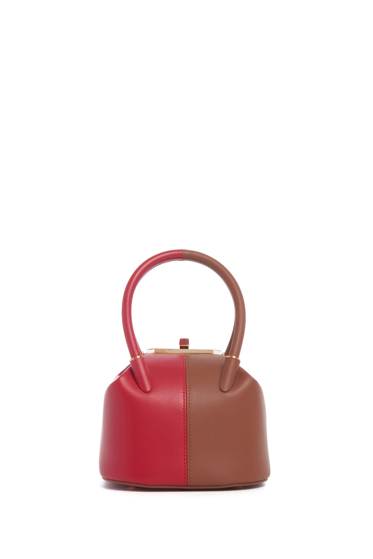Mini Baez Bag in Cognac & Red Nappa Leather