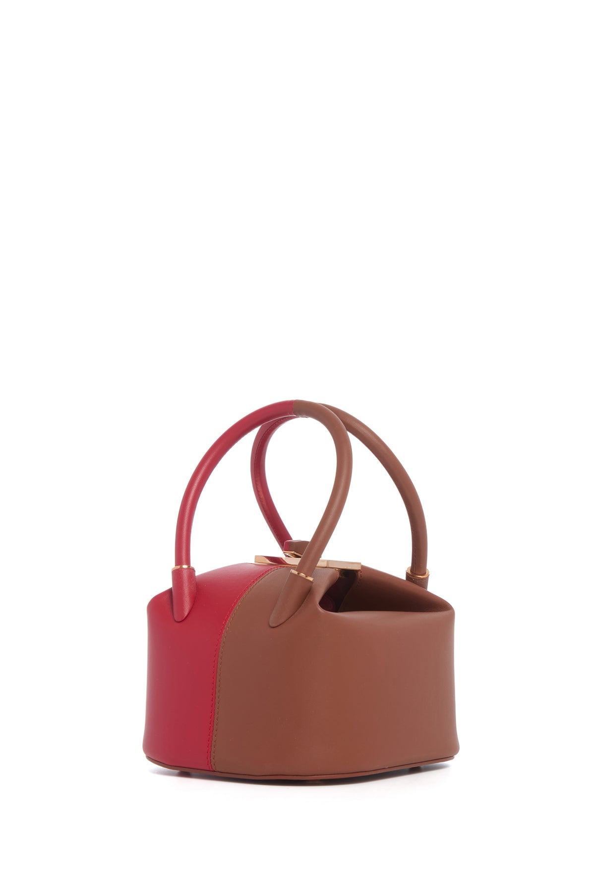 Mini Baez Bag in Cognac & Red Nappa Leather