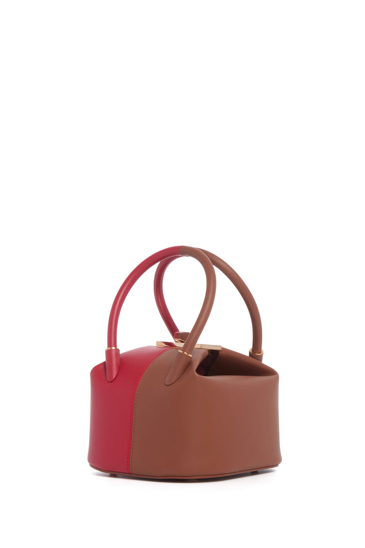 Mini Baez Bag in Cognac & Red Nappa Leather