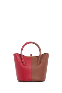 Mini Baez Bag in Cognac & Red Nappa Leather