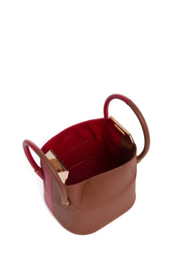 Mini Baez Bag in Cognac & Red Nappa Leather