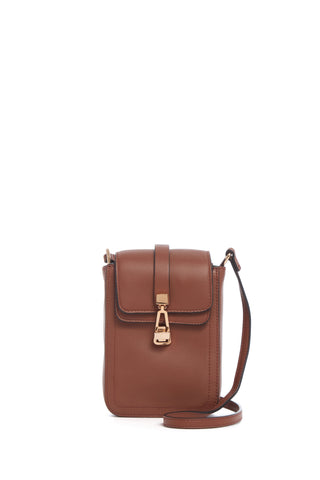Cognac Nappa Leather Phone Pouch - Front View | Gabriela Hearst