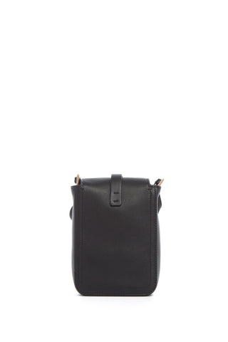 Black Leather Phone Pouch with Shoulder Strap - Back View | Gabriela Hearst