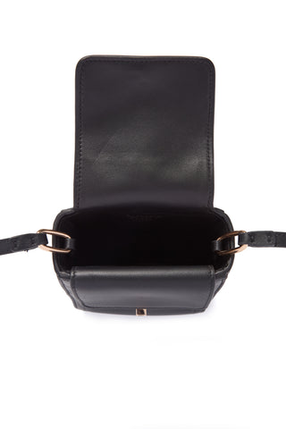 Black Nappa Leather Phone Pouch Interior - Open View Detail | Gabriela Hearst