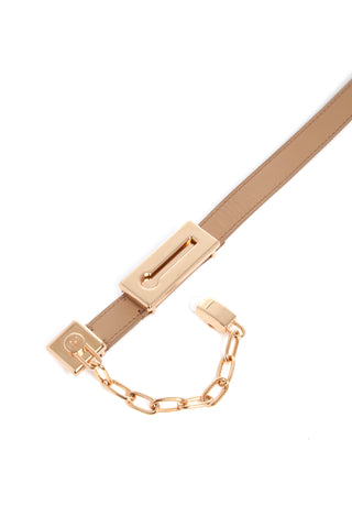 Nude Calfskin Lock Belt - Hardware Detail Close Up | Gabriela Hearst