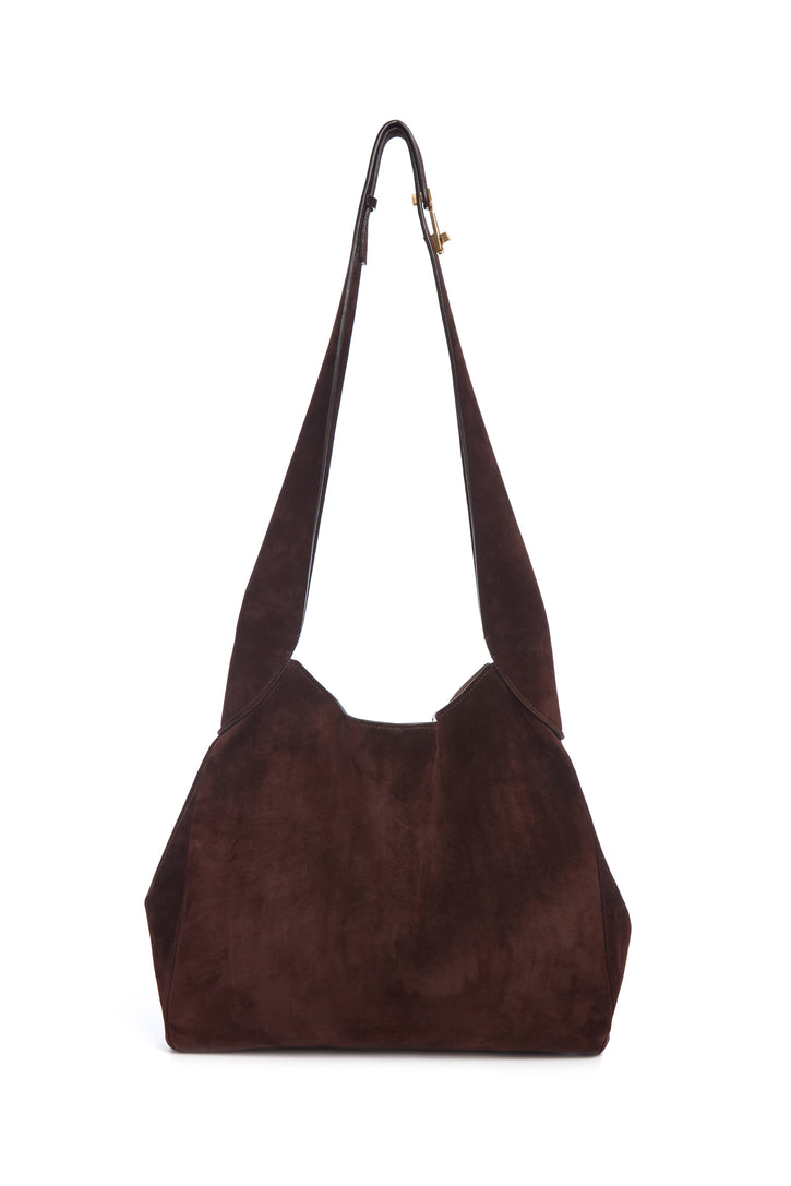 Small Hobo Bag in Dark Brown Suede