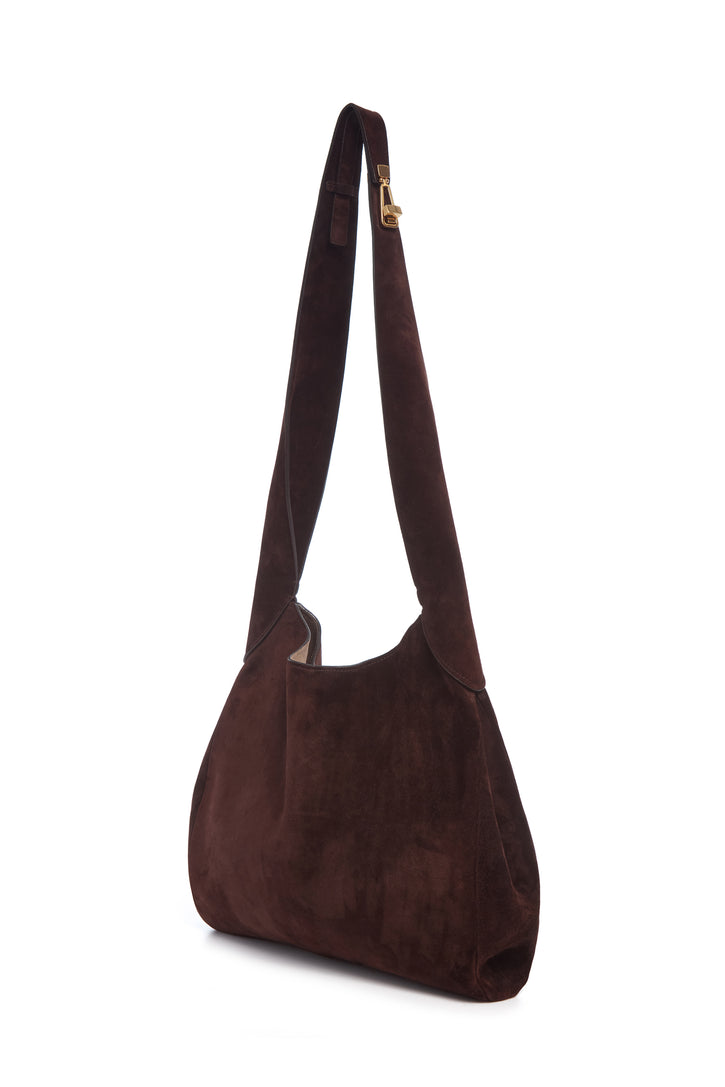 Small Hobo Bag in Dark Brown Suede