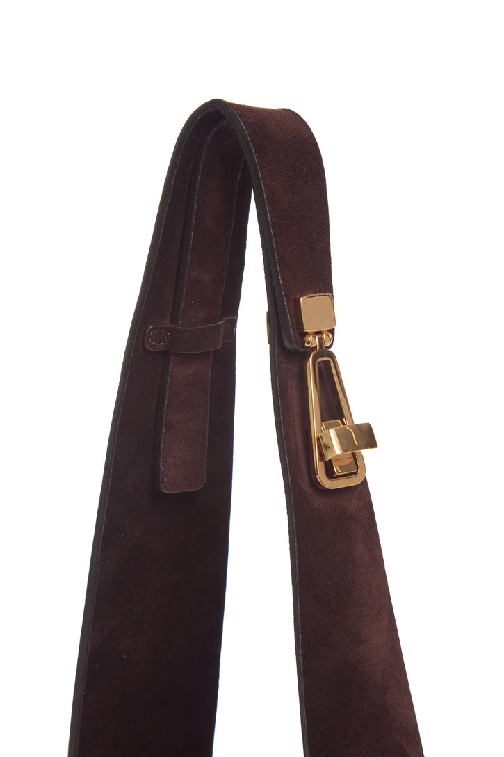 Small Hobo Bag in Dark Brown Suede
