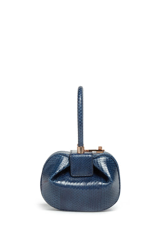 Navy Snakeskin Demi Bag - Back View Showing Elaphe Texture | Gabriela Hearst