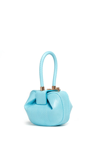 Pale Blue Snakeskin Demi Bag - Front View | Gabriela Hearst