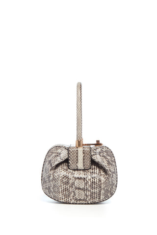 Black & Ivory Snakeskin Demi Bag - Back View with Rose Gold Turnlock Hardware | Gabriela Hearst