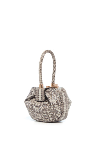 Black & Ivory Snakeskin Demi Top Handle Bag - Three-Quarter Front View | Gabriela Hearst