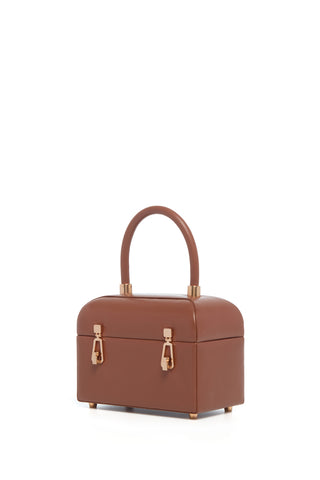 Cognac Nappa Leather Patsy Top Handle Bag - Three Quarter View | Gabriela Hearst