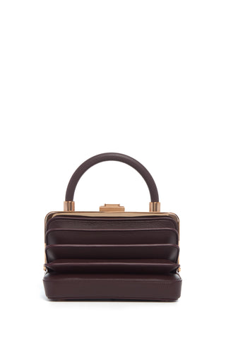 Bordeaux Nappa Leather Diana Bag - Front View with Rose Gold Clasp | Gabriela Hearst