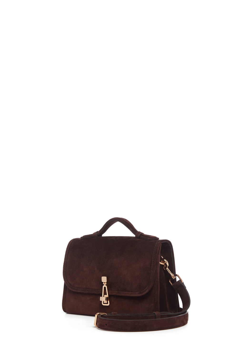Small Leonora Flap Bag in Dark Brown Suede