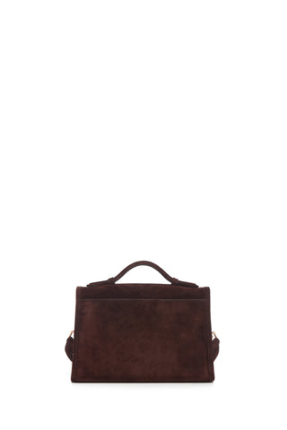 Dark Brown Suede Small Leonora Flap Bag - Back View | Gabriela Hearst