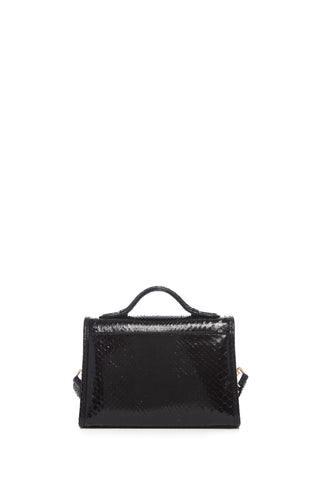 Black Snakeskin Small Leonora Flap Bag - Back View | Gabriela Hearst