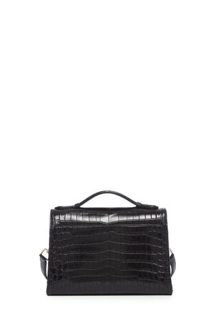 Black Crocodile Leather Leonora Bag - Back View with Slip Pocket Detail | Gabriela Hearst
