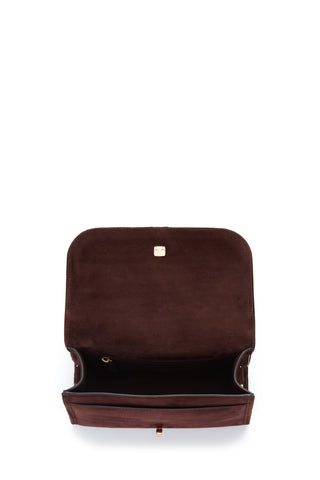 Dark Brown Suede Leonora Bag - Interior Open View | Gabriela Hearst