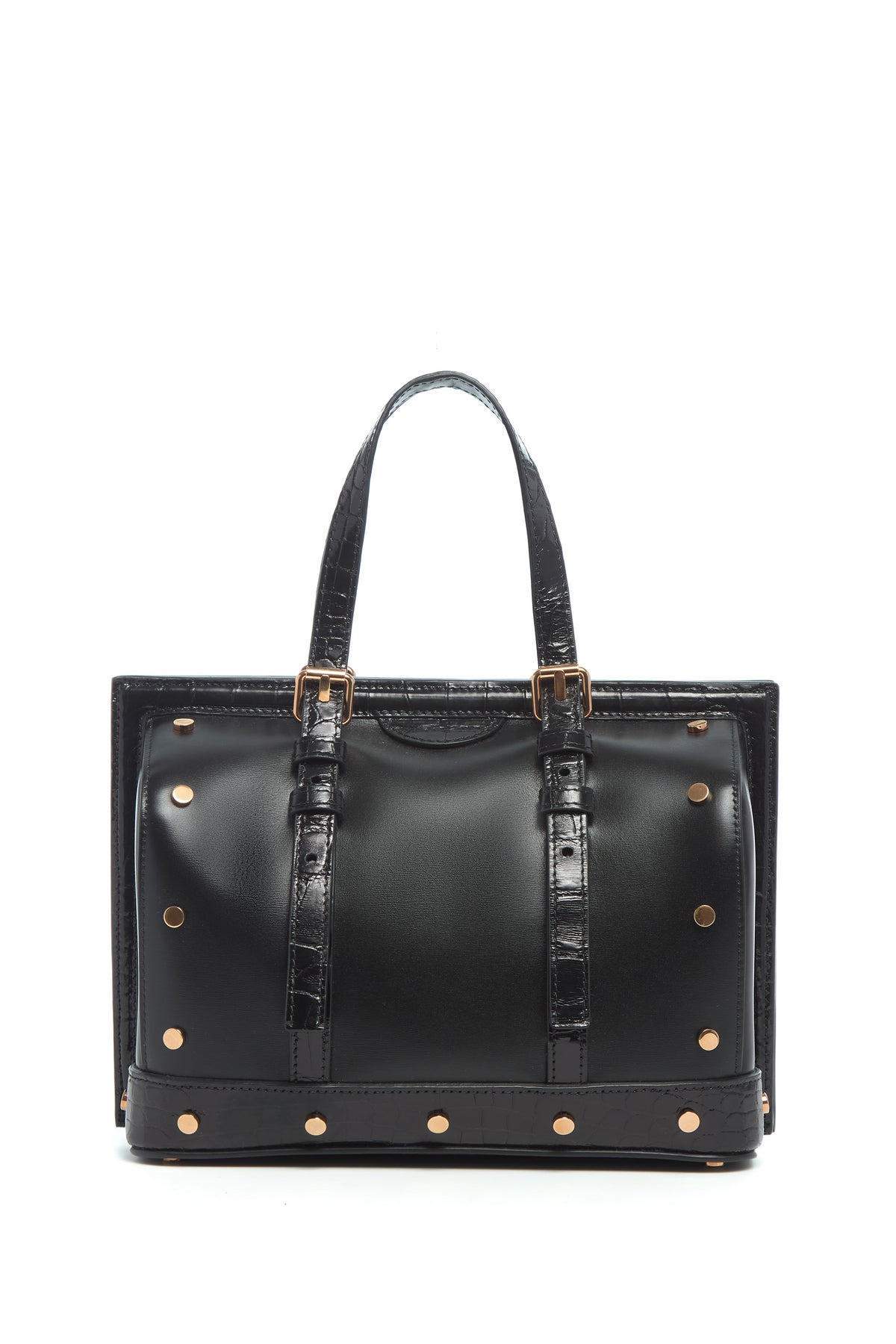 Doctor G Bag in Black Leather with Crocodile Leather Details
