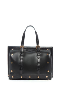Doctor G Bag in Black Leather with Crocodile Leather Details