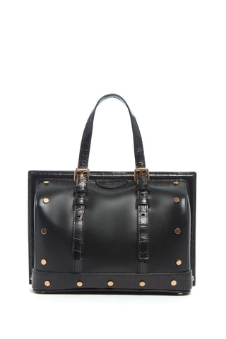 Doctor G Bag in Black Leather with Crocodile Leather Details