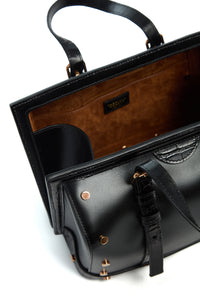 Doctor G Bag in Black Leather with Crocodile Leather Details