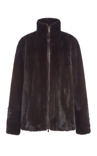 Aristede Jacket in Dark Chocolate Recycled Mink Fur