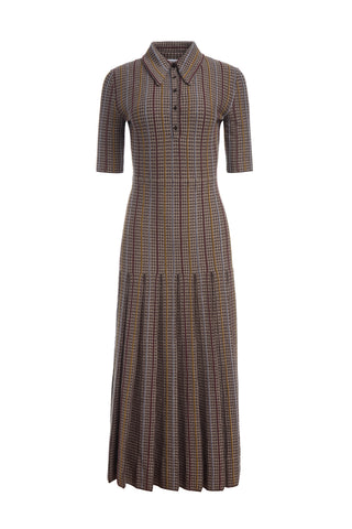Shropshire Knit Dress in Camel Cashmere Silk with Collar