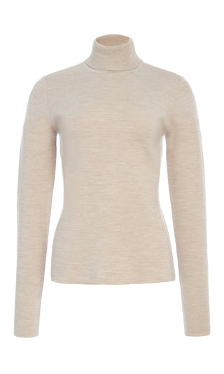 Oatmeal Merino Wool Cashmere May Turtleneck - Flat Lay | Gabriela Hearst