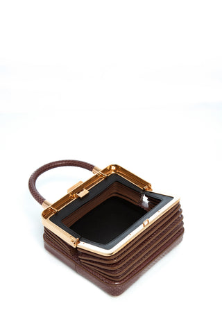 Chocolate Snakeskin Small Diana Bag - Interior View | Gabriela Hearst