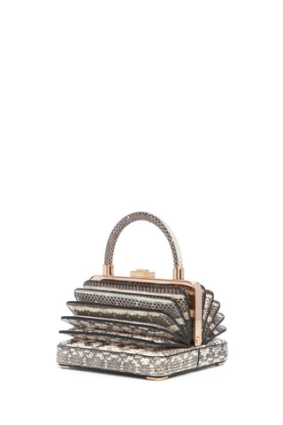 Black White Snakeskin Small Diana Bag - Accordion Side View | Gabriela Hearst
